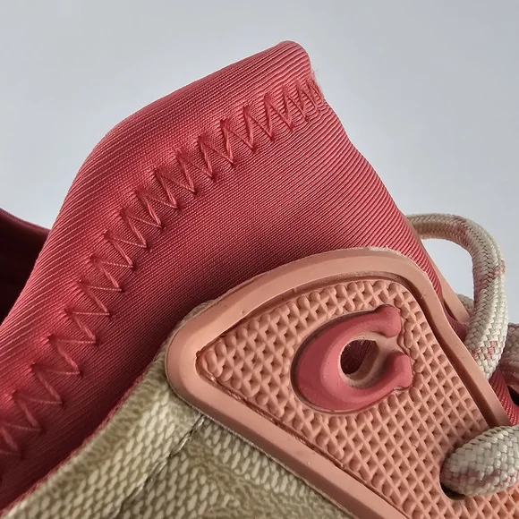 Coach Signature 270 Shoes Women's Size 10 Tech Runner Tan Pink Lace Up Sneakers - Picture 13 of 16